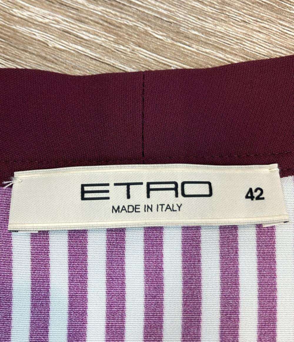 ETRO 長袖カーディガン フローラルプリント 袖背面ストライプ柄 Vネック フロントゴールドボタン 151-18602-4100 レディース SIZE 42 (L) エトロ