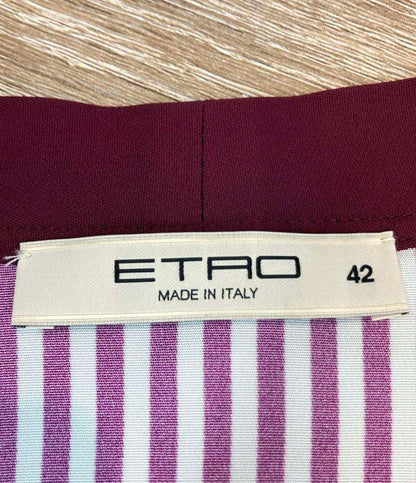 ETRO 長袖カーディガン フローラルプリント 袖背面ストライプ柄 Vネック フロントゴールドボタン 151-18602-4100 レディース SIZE 42 (L) エトロ
