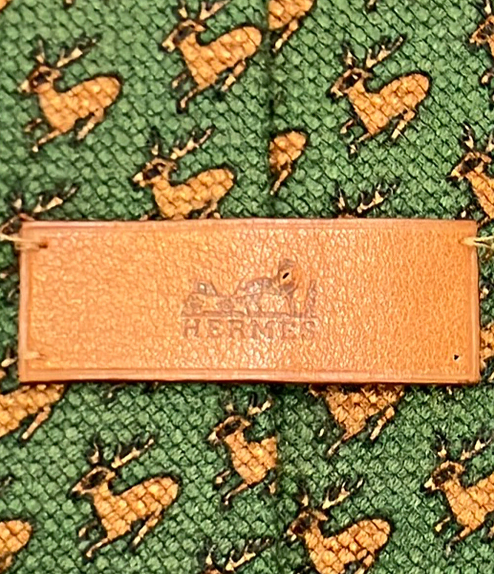 HERMES ネクタイ トナカイ シルク100% メンズ エルメス