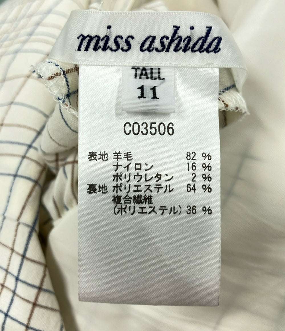 美品 ミスアシダ ウールナイロンチェック柄長袖ロングシャツワンピース レディース SIZE 11 (L) miss ashida