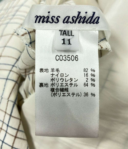 美品 ミスアシダ ウールナイロンチェック柄長袖ロングシャツワンピース レディース SIZE 11 (L) miss ashida