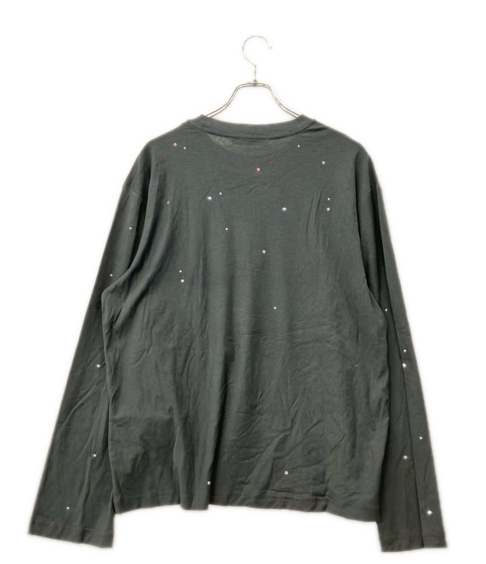 訳あり Acne Studios 長袖 ラインストーン ロゴTシャツ FN-UX-TSH1000231  CL0416 メンズ レディース SIZE S アクネ ストゥディオズ