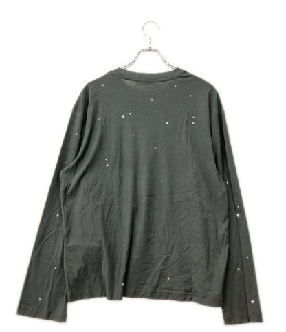 訳あり Acne Studios 長袖 ラインストーン ロゴTシャツ FN-UX-TSH1000231  CL0416 メンズ レディース SIZE S アクネ ストゥディオズ