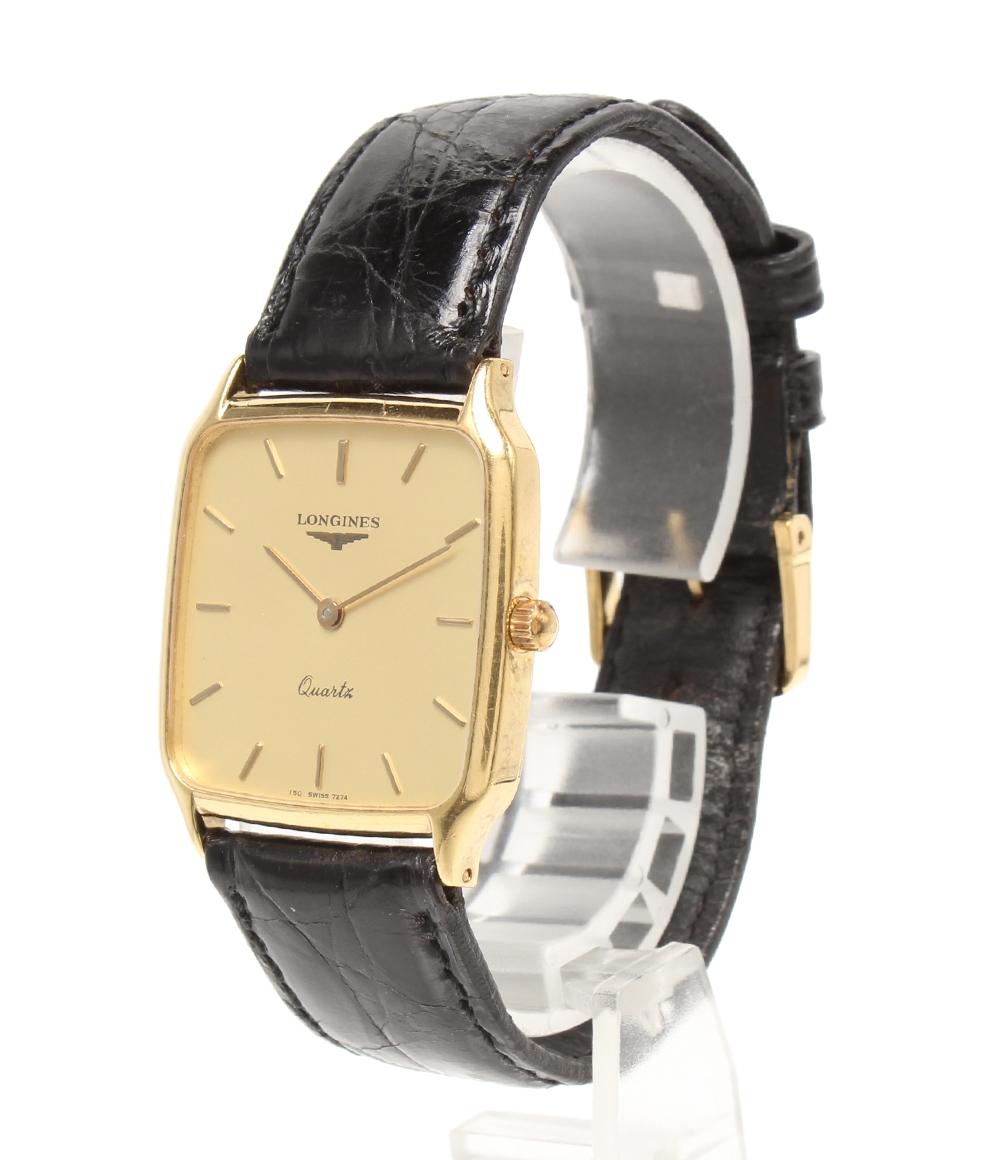 稼働品　美品　LONGINES ロンジン　ゴールドスクエア　薄型　腕時計 ロンジン 腕時計 スクエア 18K クオーツ ゴールド メンズ LONGINES