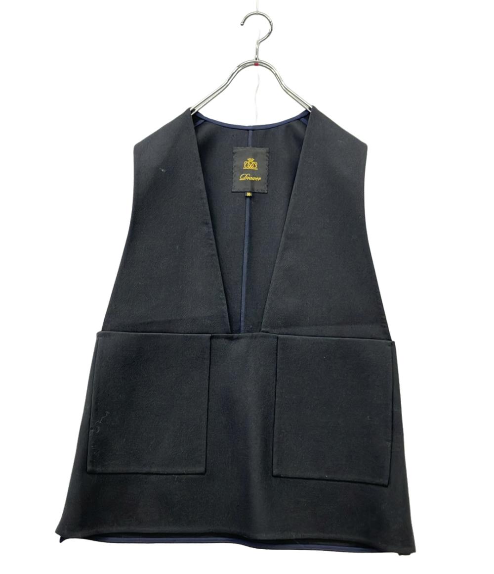 Drawer ジレ ベストウールケヌキジレ 38 スクエアVネック 22AW 6521