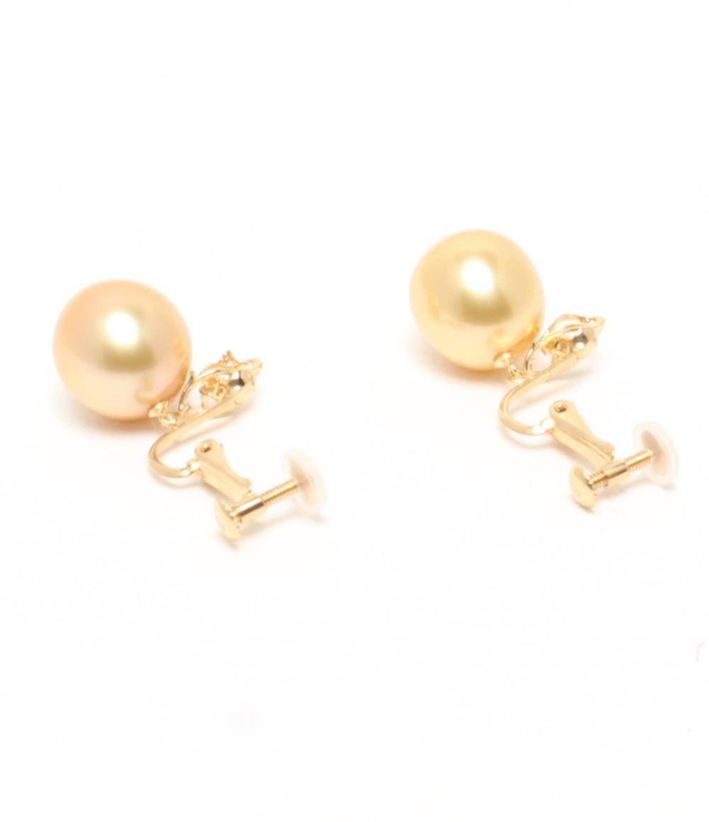 美品 イヤリング K18 パール 10.6x12mm ダイヤ 0.02ct レディース