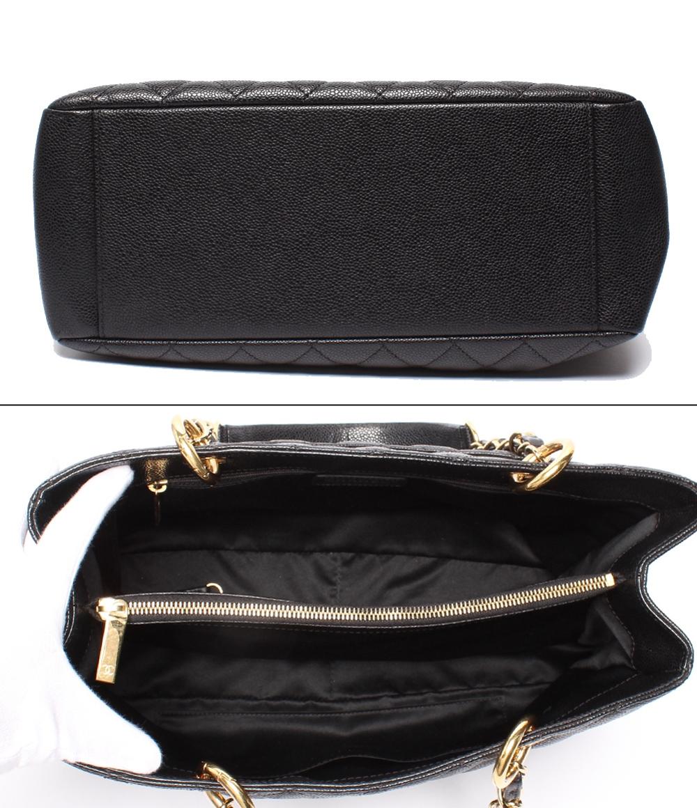 CHANEL チェーンショルダーバッグ  GSTトートバッグ 肩掛け マトラッセ ゴールド金具 キャビアスキン レディース シャネル