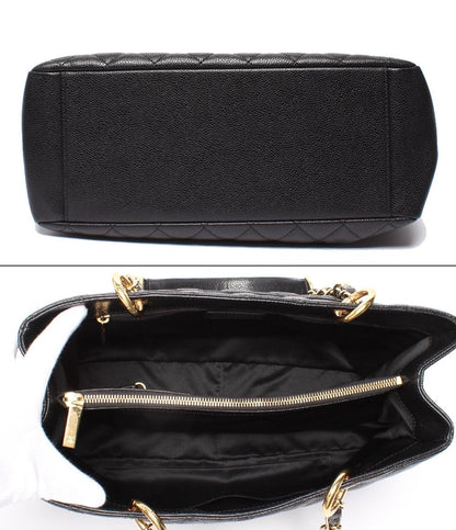 CHANEL チェーンショルダーバッグ  GSTトートバッグ 肩掛け マトラッセ ゴールド金具 キャビアスキン レディース シャネル
