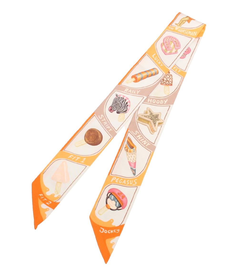 HERMES スカーフ ツイリー シルク100% Funny ice cream レディース エルメス