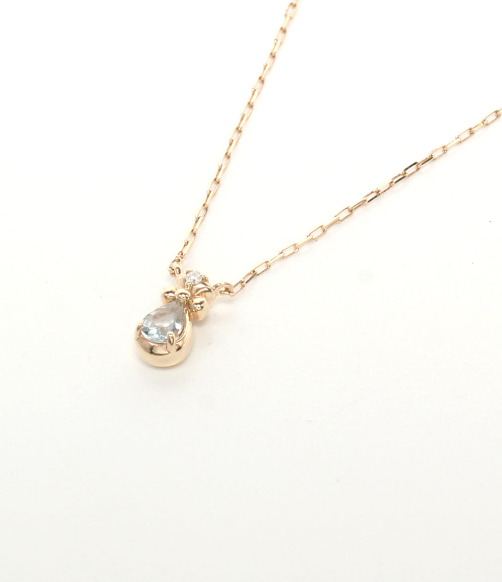 美品 4℃ ネックレス K10 アクアマリン ダイヤ レディース ヨンドシー