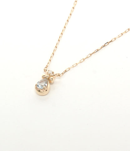 美品 4℃ ネックレス K10 アクアマリン ダイヤ レディース ヨンドシー