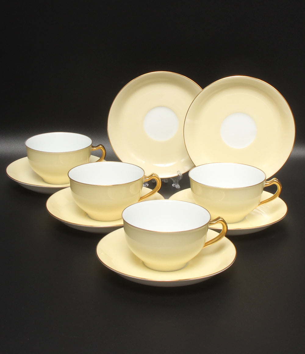 大倉陶園 カップ＆ソーサー 4客セット 色蒔き クリーム オオクラトウエン