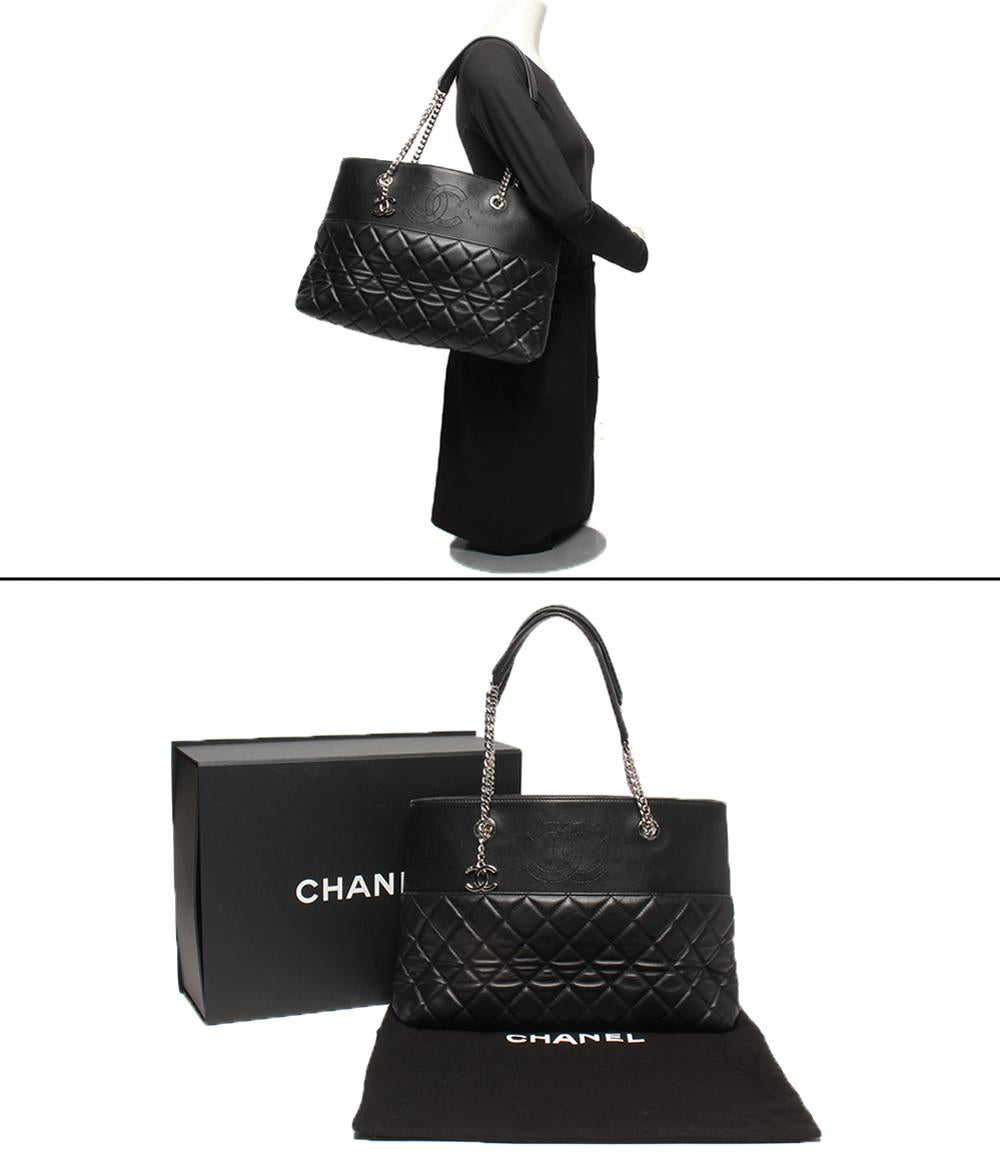 シャネル チェーントートバッグ ラムスキン シルバー金具 マトラッセ レディース CHANEL