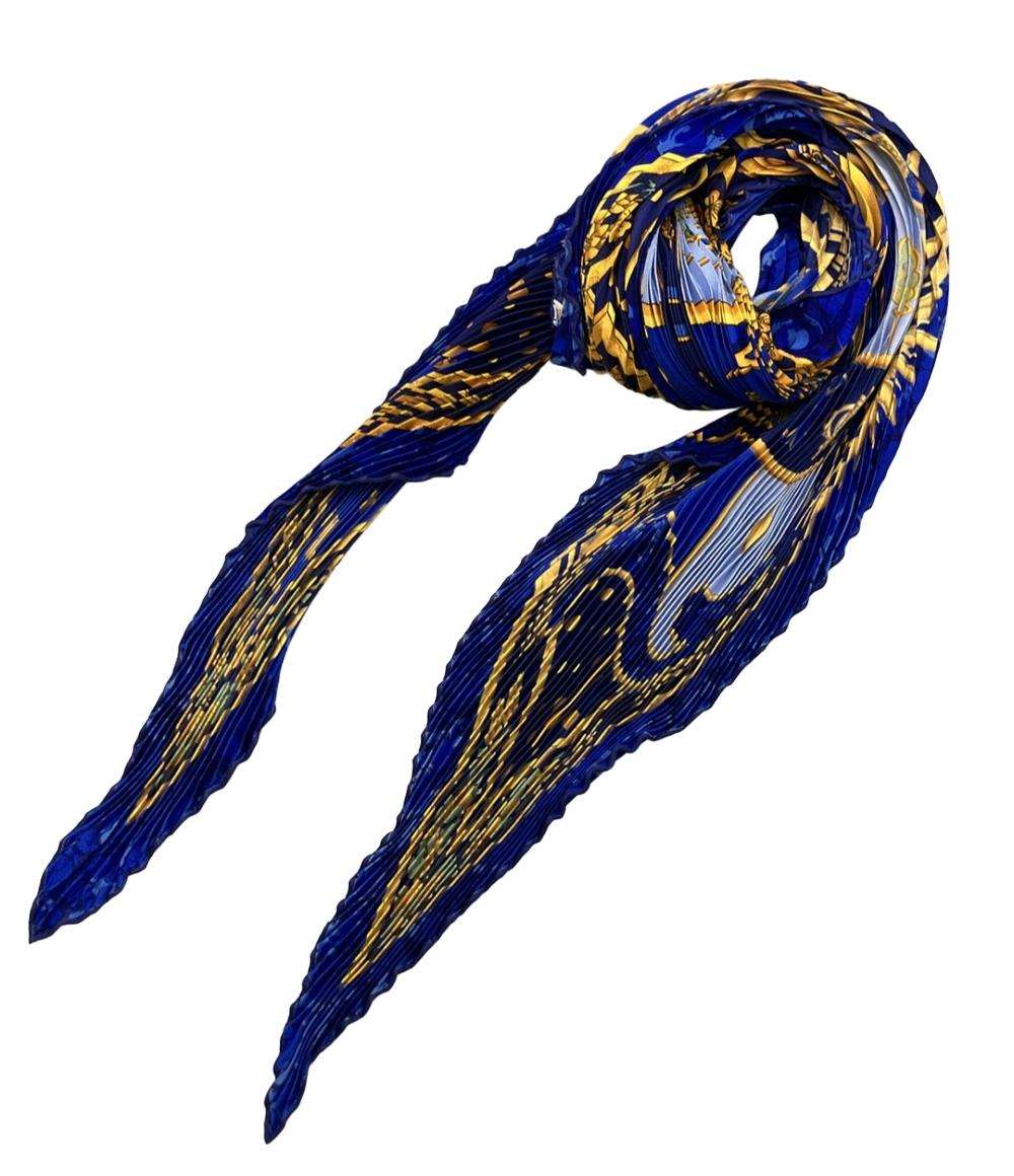 美品 HERMES スカーフ シルク100% カレ90 プリーツ CARPE DIEM レディース エルメス