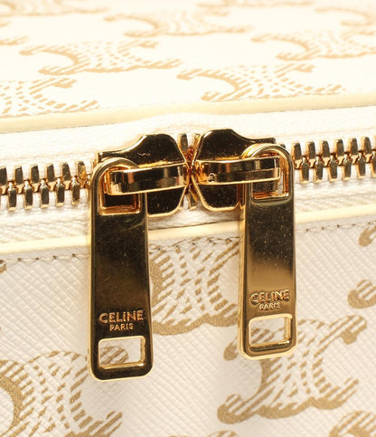 美品 CELINE ハンドバッグ スクエア バニティーケース トリオンフキャンバス&カーフスキン レディース セリーヌ