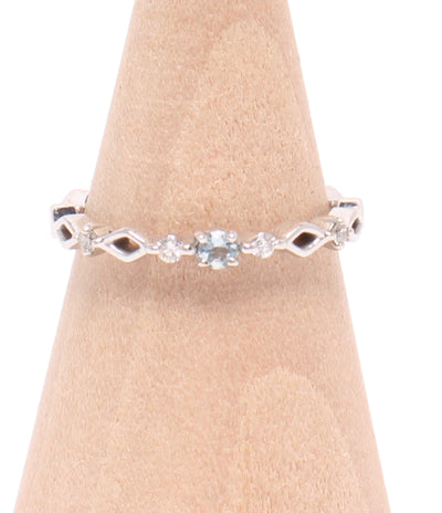 美品 4℃ ピンキーリング 指輪 K10 アクアマリン ダイヤ レディース SIZE 1号 ヨンドシー