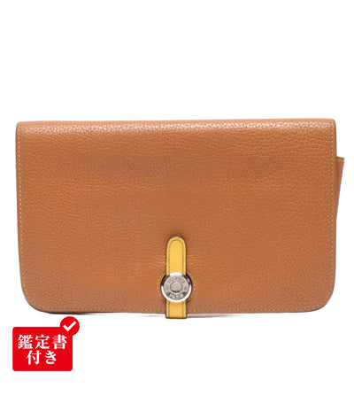 HERMES 長財布 □M刻印 シルバー金具 バイカラー ドゴンGM レディース エルメス