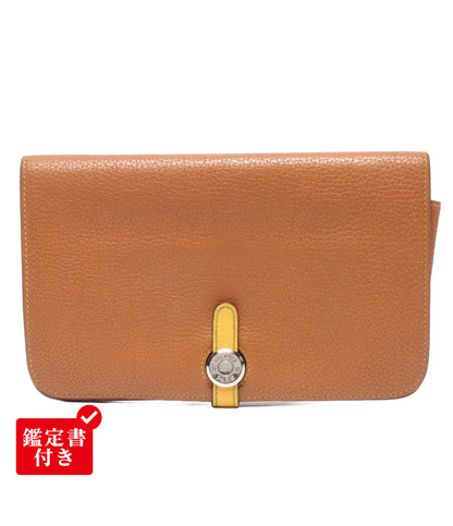 HERMES 長財布 □M刻印 シルバー金具 バイカラー ドゴンGM レディース エルメス