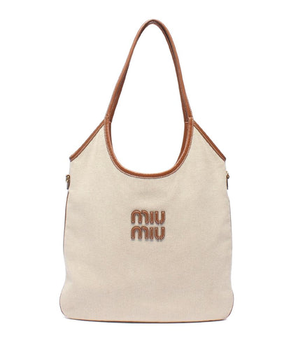 Miu Miu トートバッグ ショルダーバッグ IVY キャンバスxレザー バッグ 肩掛け 5BG231 レディース ミュウ ミュウ