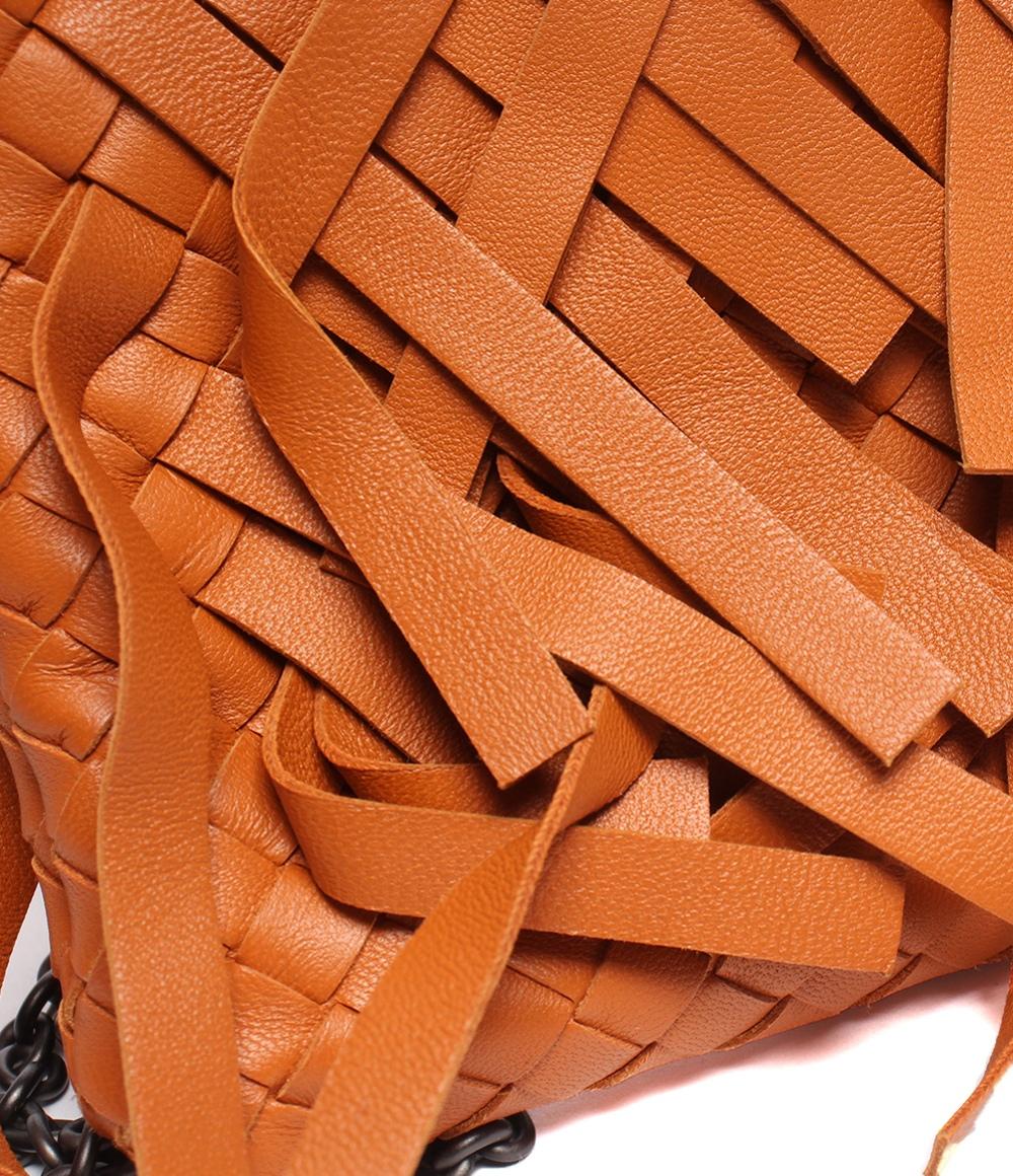 美品 BOTTEGA VENETA チェーンショルダーバッグ 斜め掛け フリンジ イントレチャート レディース ボッテガ・ヴェネタ