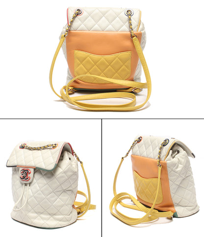 CHANEL リュック バックパック シルバー金具 マトラッセ シングルフラップ 23番台 ラムスキン レディース シャネル