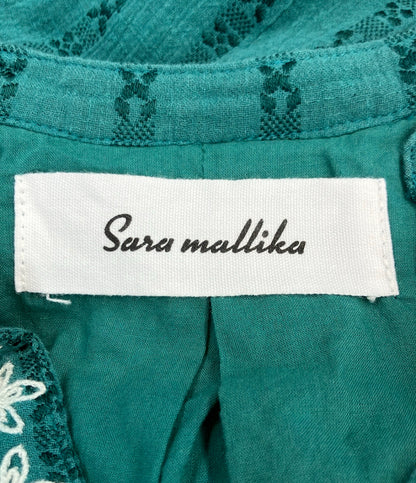 Sara Mallika コットン ジャガード コード エンブロイダリー ドレス フラワー刺繍 長袖ワンピース 020452SC2 レディース SIZE M サラマリカ