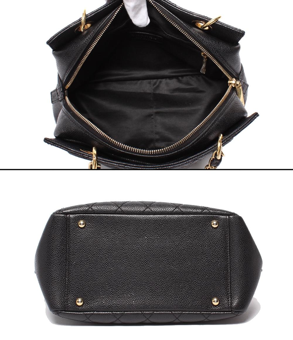 CHANEL チェーンショルダーバッグ 肩掛け ゴールド金具 マトラッセ キャビアスキン プチタイムレス PTT A18004 レディース シャネル