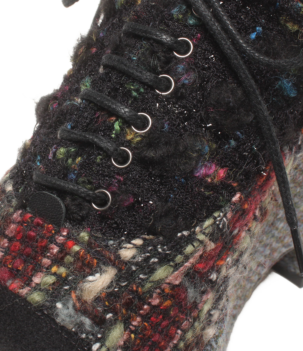 美品 CHANEL プラットフォームシューズ ツイード 厚底 レディース SIZE 37 シャネル