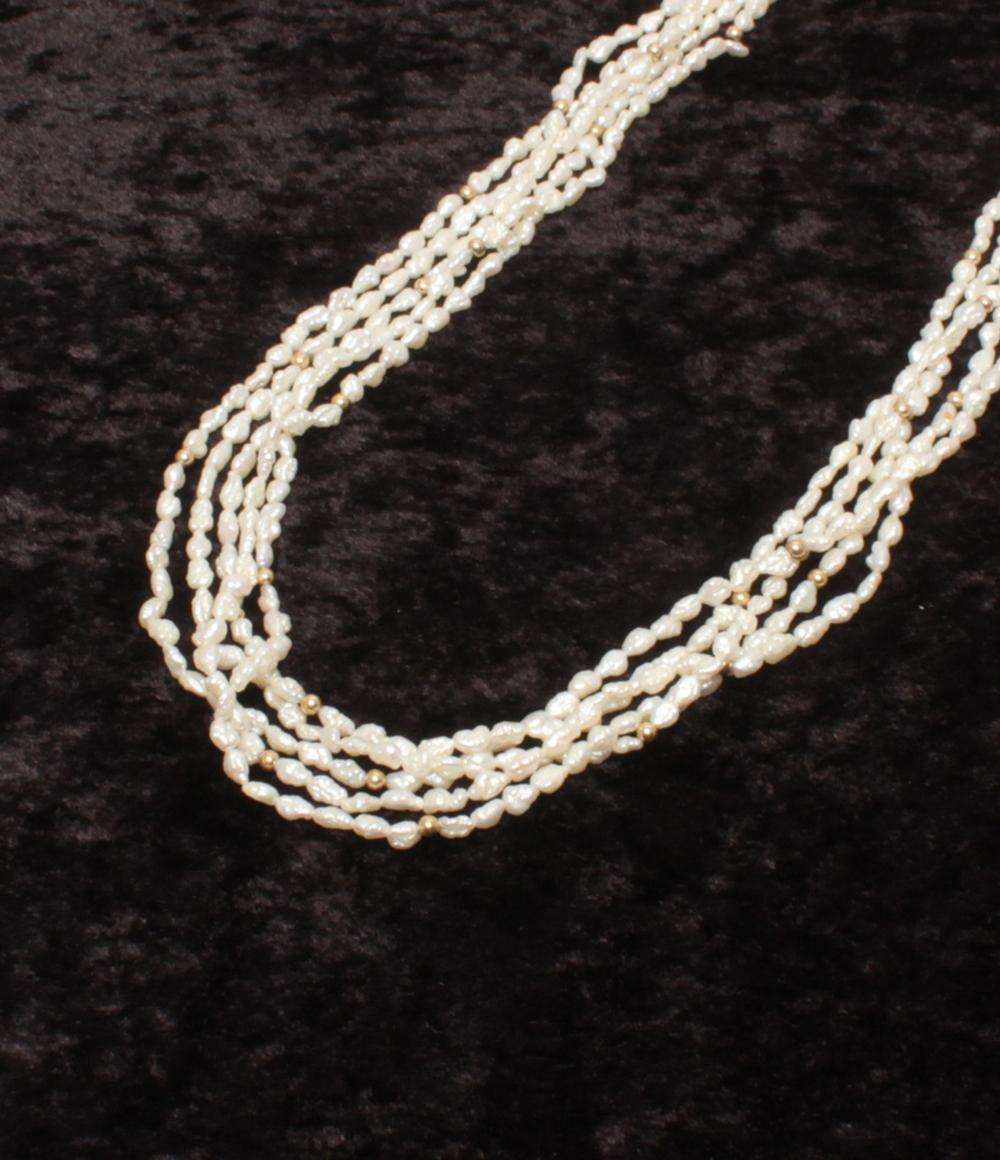 5連ネックレス 淡水パール レディース