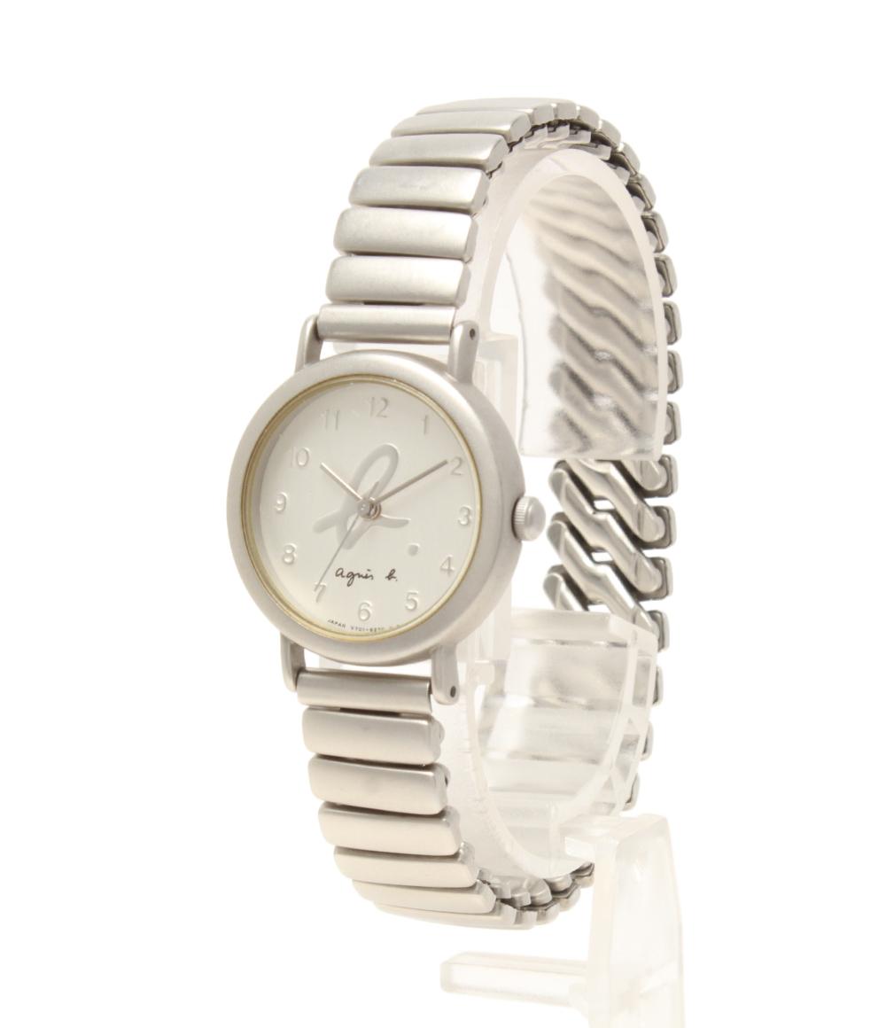 美品 agnes b. 腕時計 クオーツ シルバー V701-6210 レディース アニエスベー