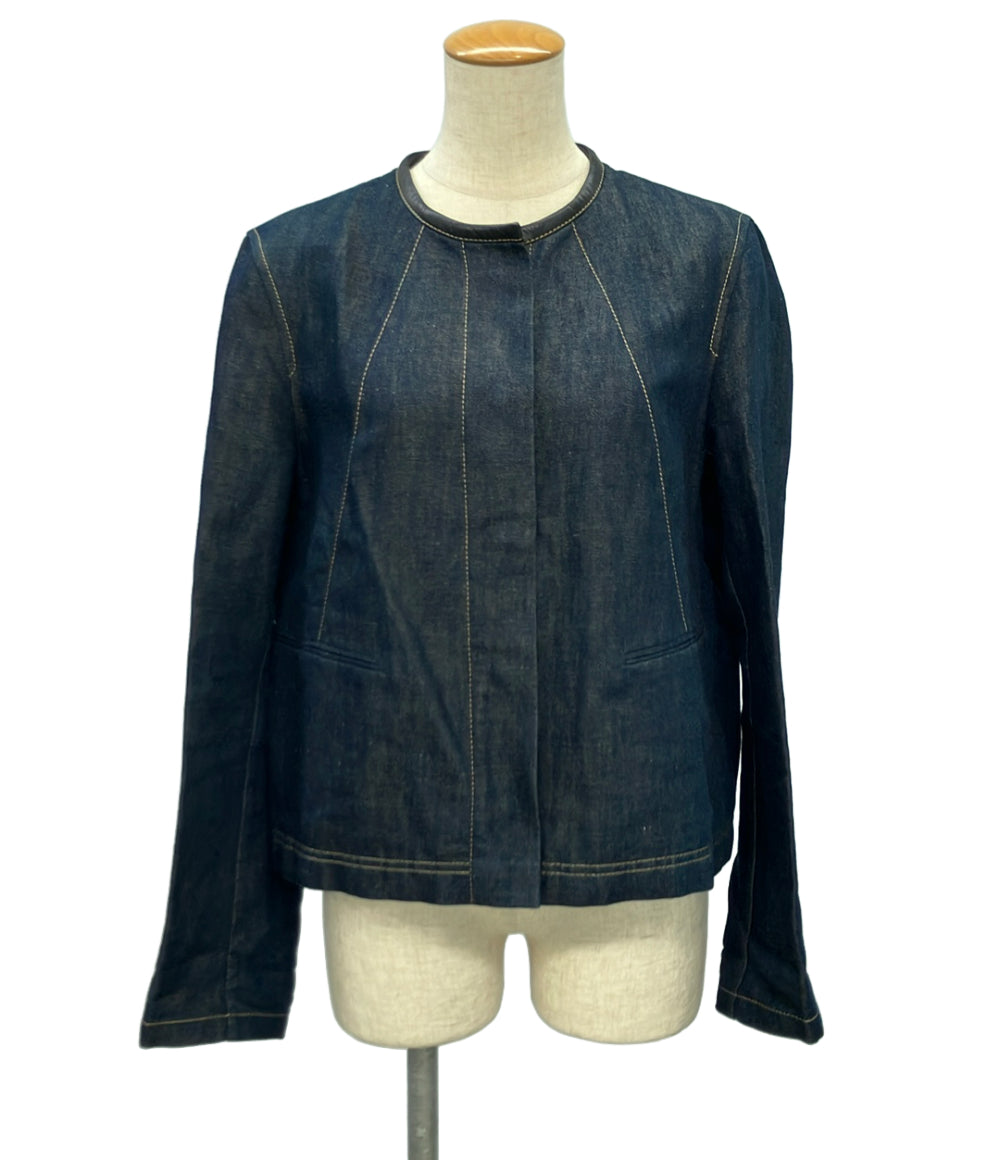 HERMES ノーカラーデニムジャケット レディース SIZE 40 (M) エルメス