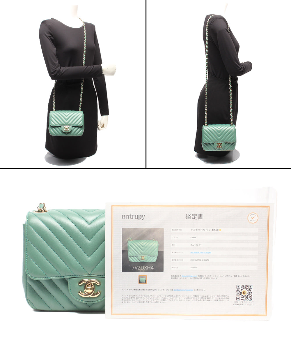 CHANEL チェーンショルダーバッグ 肩掛け 斜め掛け ゴールド金具 Vステッチ シェブロン シングルフラップ シングルチェーン 23番台 レディース