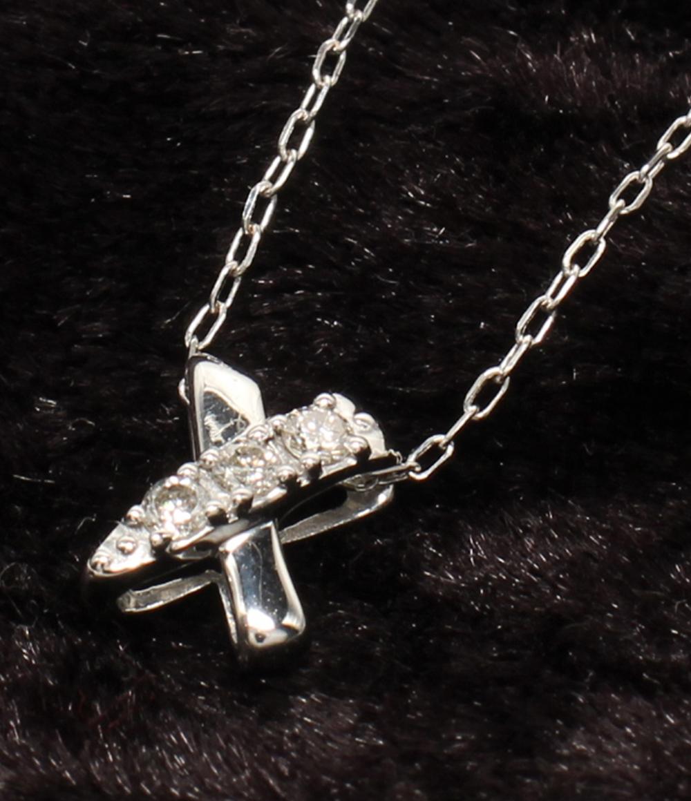 美品 ネックレス K18WG ダイヤ 0.07ct レディース
