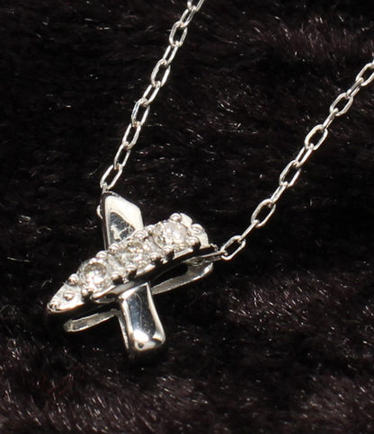 美品 ネックレス K18WG ダイヤ 0.07ct レディース