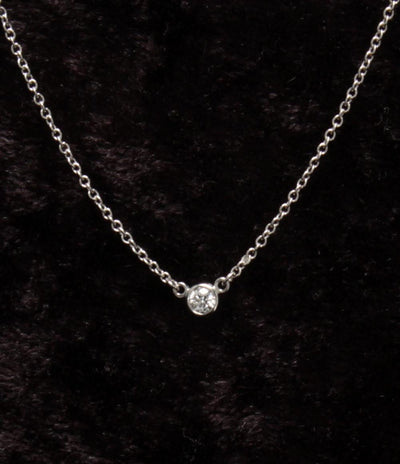 美品 ティファニー ネックレス Pt950 エルサ ペレッティ バイザヤード 1Pダイヤ レディース TIFFANY&Co.