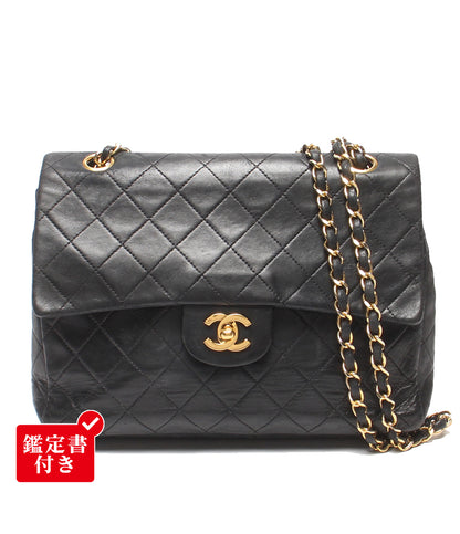 CHANEL チェーンショルダーバッグ 肩掛け ゴールド金具 マトラッセ25 ラムスキン ダブルチェーン ダブルフラップ 1番台 レディース シャネル