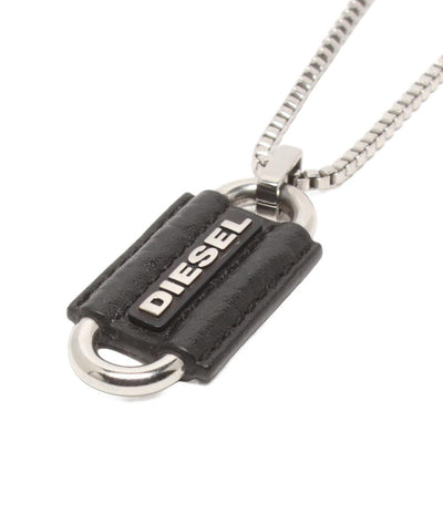 ディーゼル ネックレス ロゴ レザー メンズ DIESEL