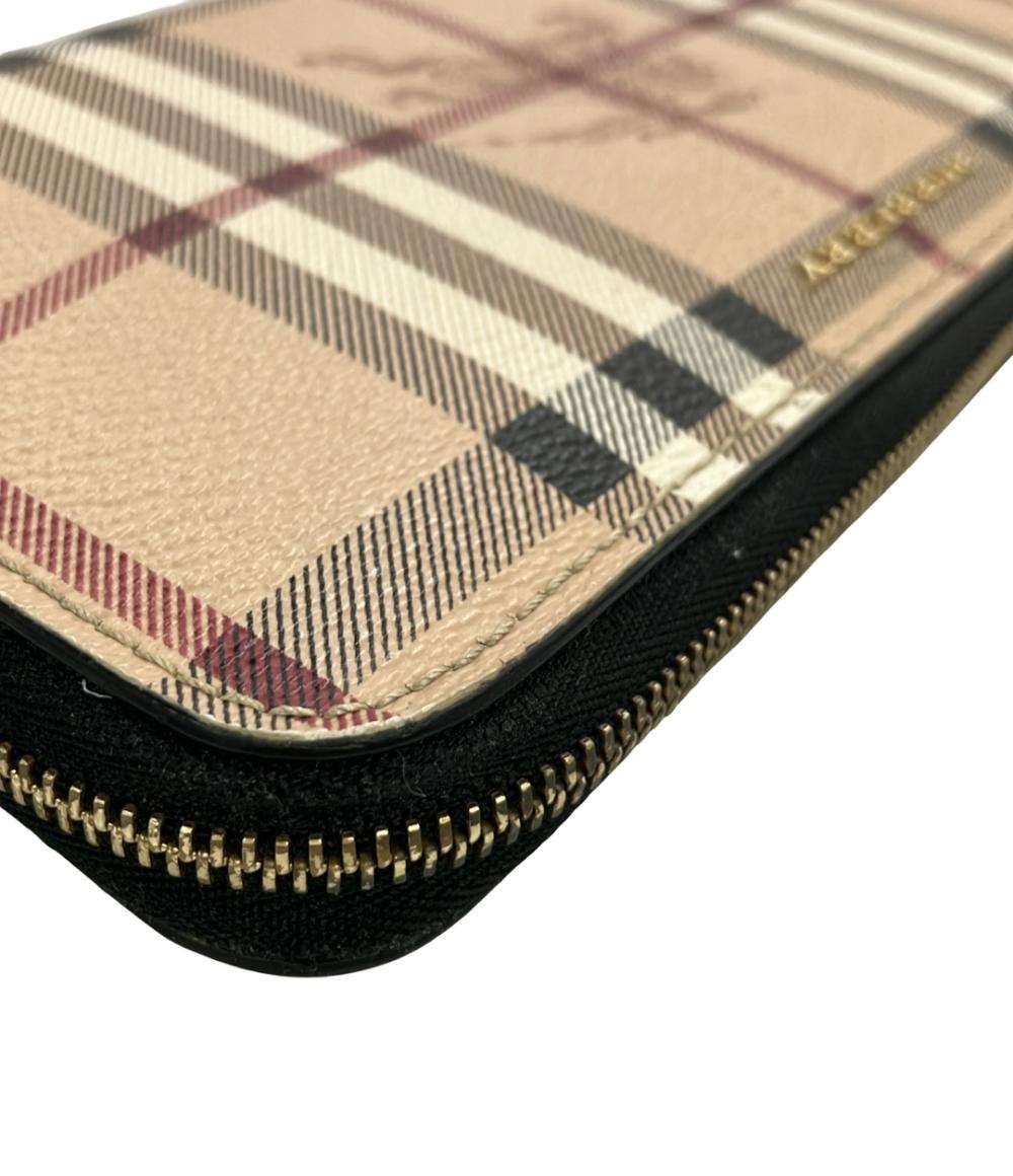 BURBERRY ラウンドファスナー長財布 PVC レザー レディース バーバリー