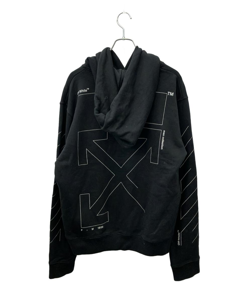 OFF-WHITE 長袖パーカー スウェット プルオーバー   バックアロー 19AW UNFINISHED SLIM HOODIE OMBB034E19E30003 メンズ SIZE L オフホワイト