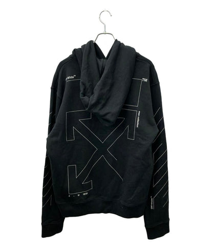 OFF-WHITE 長袖パーカー スウェット プルオーバー   バックアロー 19AW UNFINISHED SLIM HOODIE OMBB034E19E30003 メンズ SIZE L オフホワイト