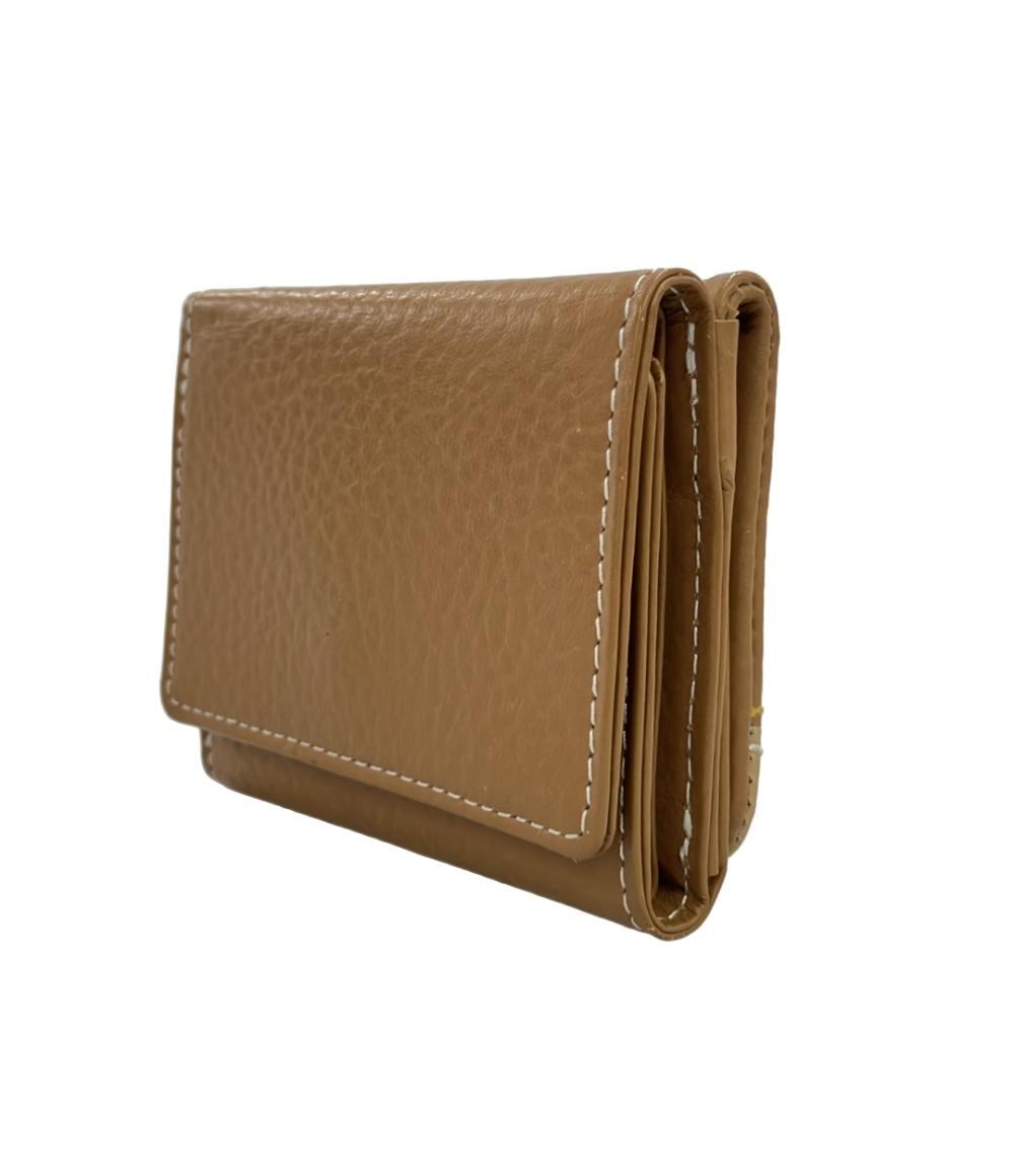 美品 Kitamura ダブルホック 三つ折り財布 シュリンク革 レディース