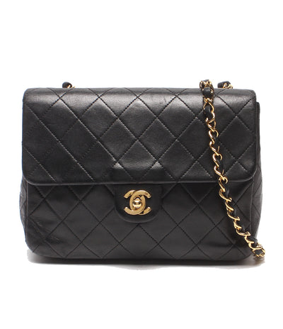 CHANEL チェーンショルダーバッグ 斜め掛け 肩掛け ゴールド金具 シングルフラップ シングルチェーン ミニマトラッセ ラムスキン １番台 レディース