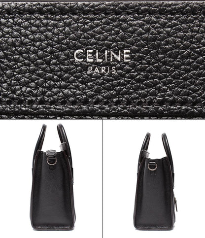 セリーヌ 2way ハンドバッグ ショルダーバッグ 斜め掛け シルバー金具 ドラムカーフ ラゲージナノショッパー レディース CELINE