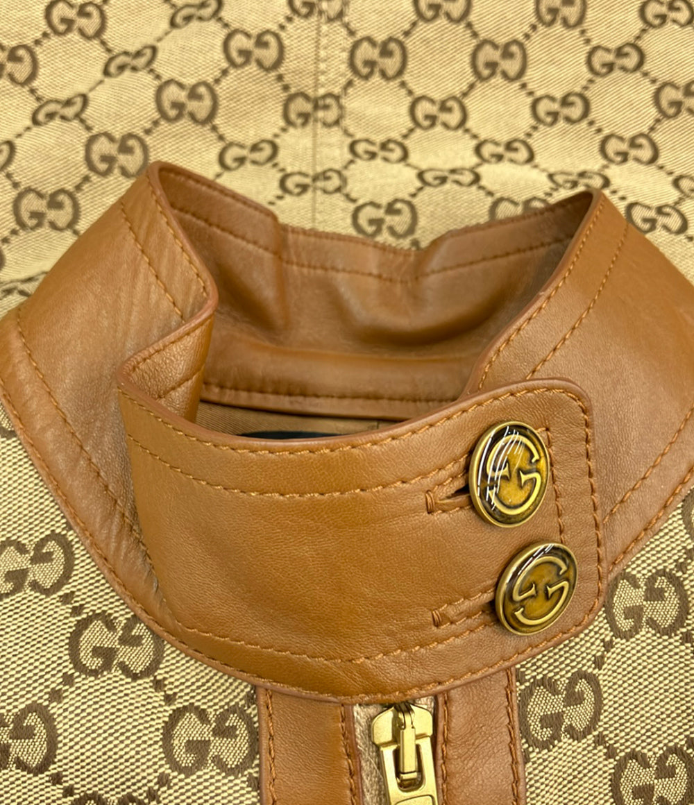 GUCCI レザージャケット GGキャンバス 681034 Z8AV6 レディース SIZE 40 (M) グッチ
