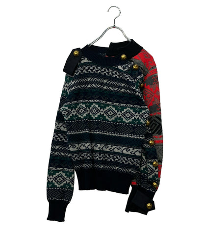 Sacai 長袖ニット 肩口サイドゴールドボタン 19年 19-04433 レディース SIZE 1 (S) サカイ