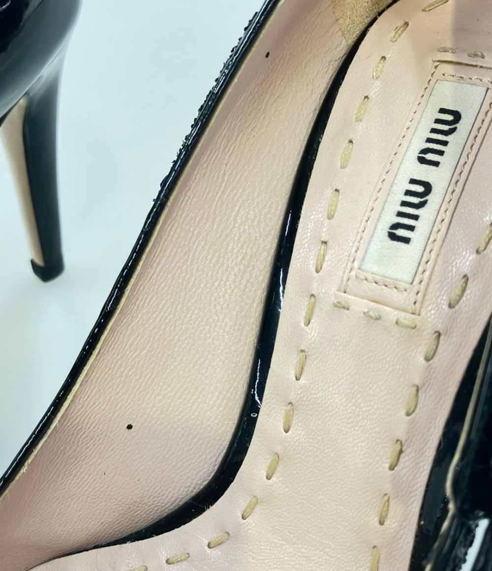 Miu Miu ポインテッドトゥパンプス グリッター パテントレザー レディース SIZE 37 1/2 (24.5cm) ミュウ ミュウ