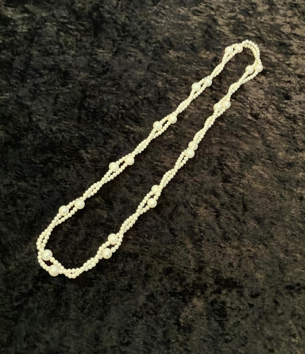 美品 2連ネックレス 淡水パール 4-10mm レディース