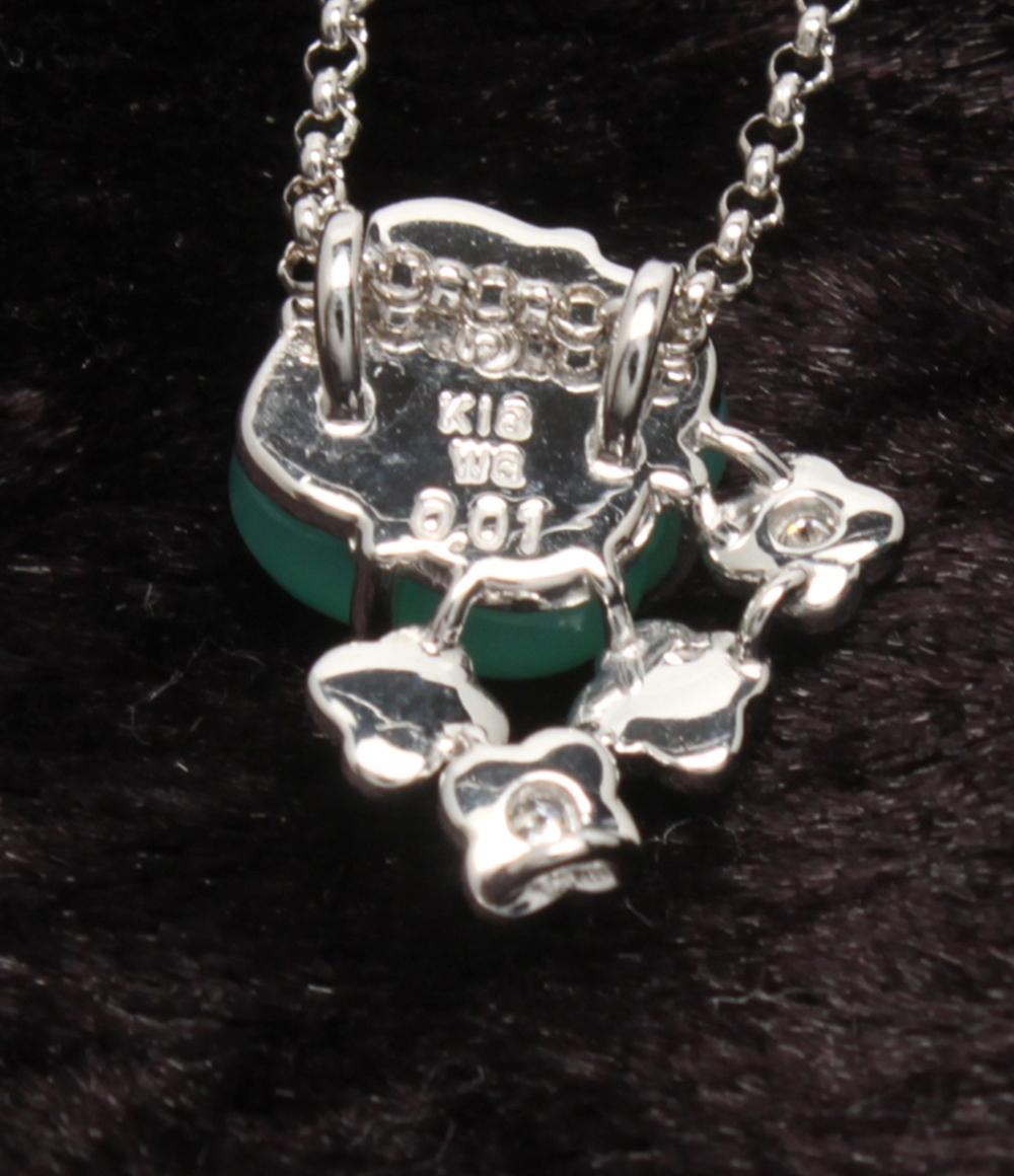 美品 TASAKI ネックレス K18WG ダイヤ0.01ct カルセドニー レディース タサキ