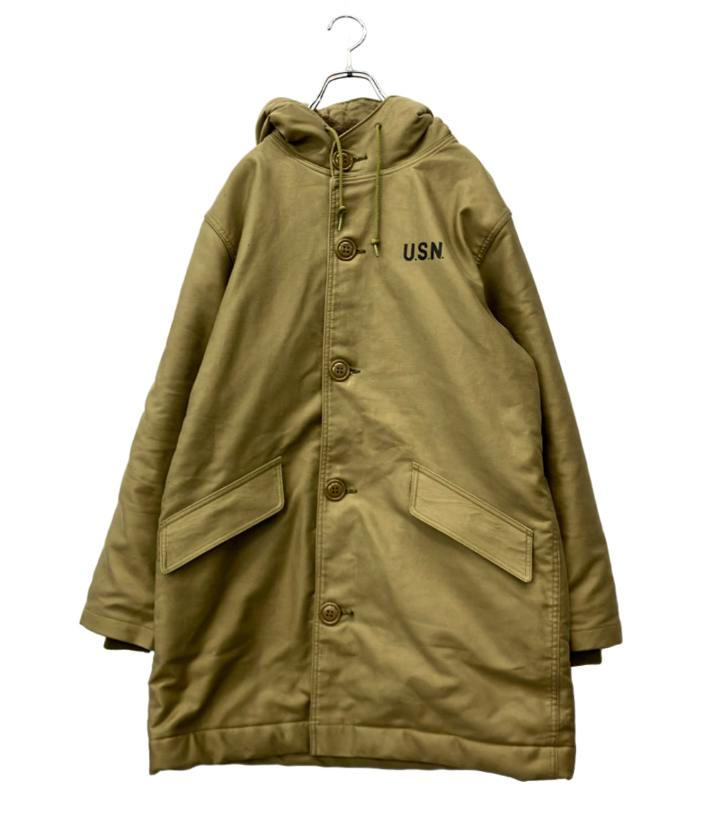 HOUSTON デッキジャケット N-1  コート 裏ボア40 カラータン フロントボタン ジップアップ フード 50742 メンズ SIZE 40 (L) ヒューストン