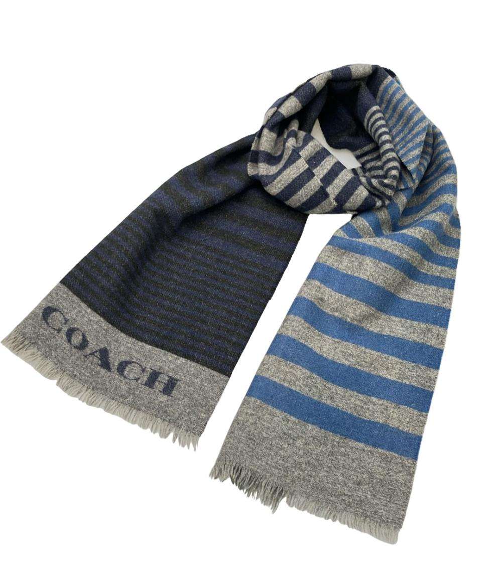 美品 COACH マフラー ボーダー柄 メンズ レディース コーチ